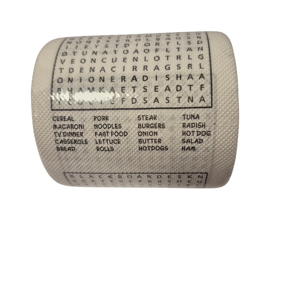Word Search Toilet Paper Novelty Unisex OS Puzzle Gag Gift White New - Picture 4 of 4